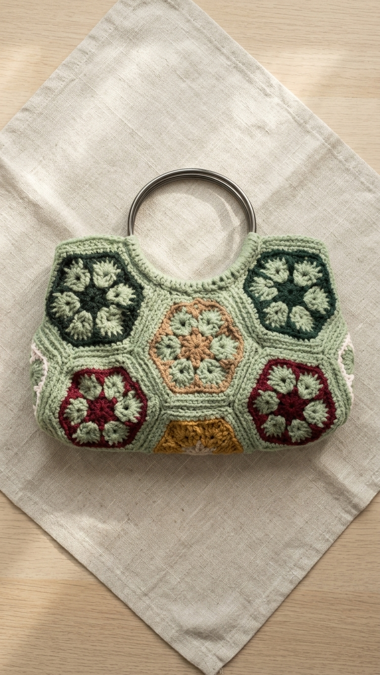 Woodland Mosaic Crochet Handbag